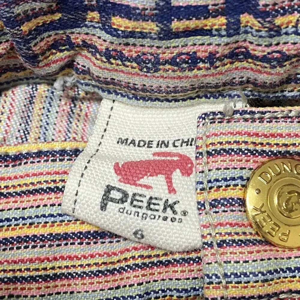 Peek Dungarees Rainbow striped  Girl Jeans Size 6